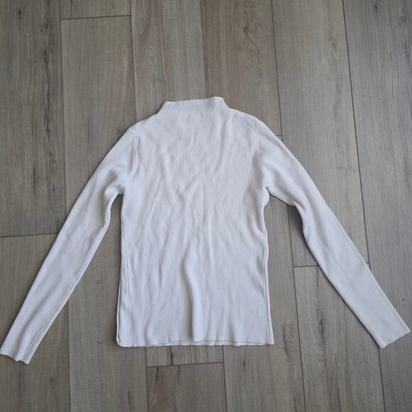 Bohme Cream Rib Knit Mock Neck Long Sleeve Top Women Sz S - Picture 4 of 8